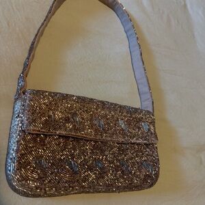 Anthropologie Metallic Gold Shoulder Bag